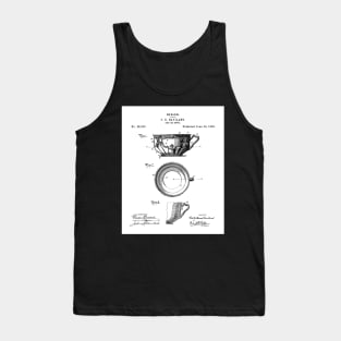 Tea Cup Patent - Tea Coffee Lover Home Kitchen Decor Art - White Tank Top